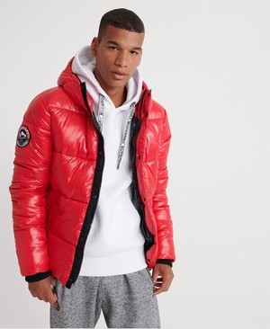 Superdry High Shine Bomber Férfi Kabát Piros | LKVPI9820